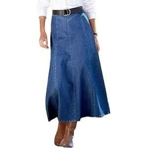 Women's Blue Denim Midi Skirt